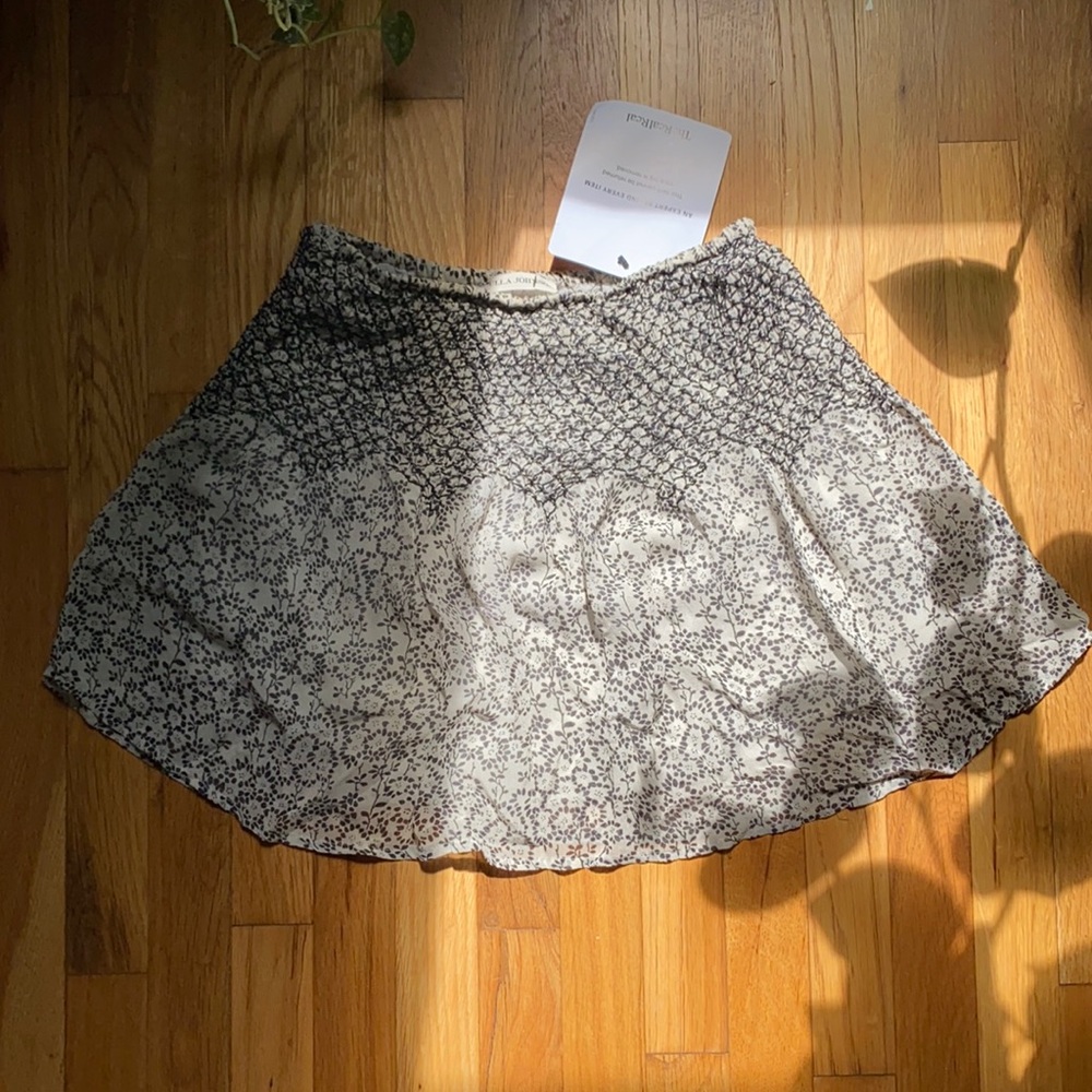 Ulla Johnson White and Black Floral Mini Skirt